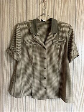 Vintage Claire France Plaid Short Sleeve Button Down Shirt - Size 16 (XL)